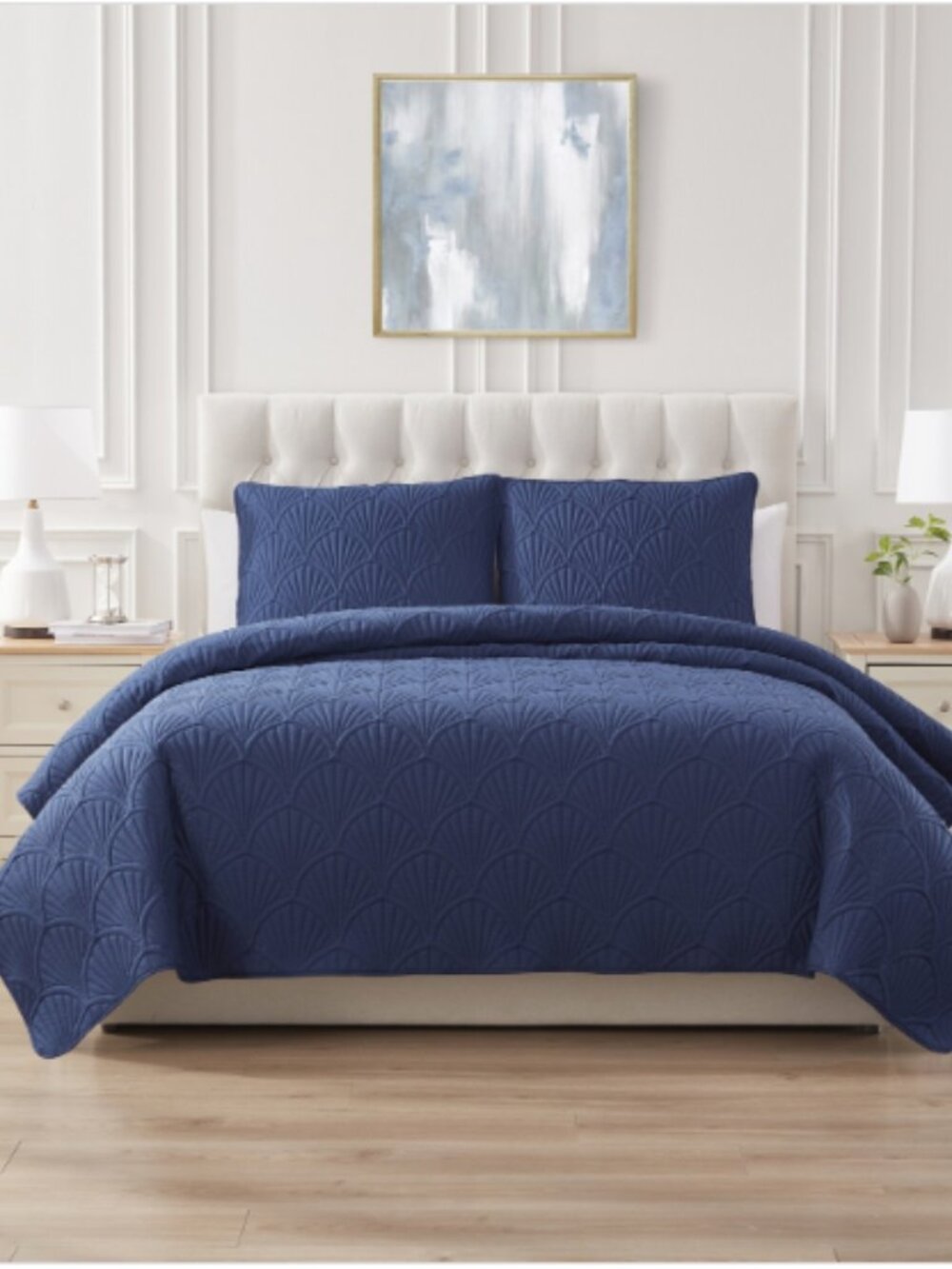 Seventh Studio Seashell Quilted 3-Pc. Quilt Set, Full/ Queen - Dark Blue